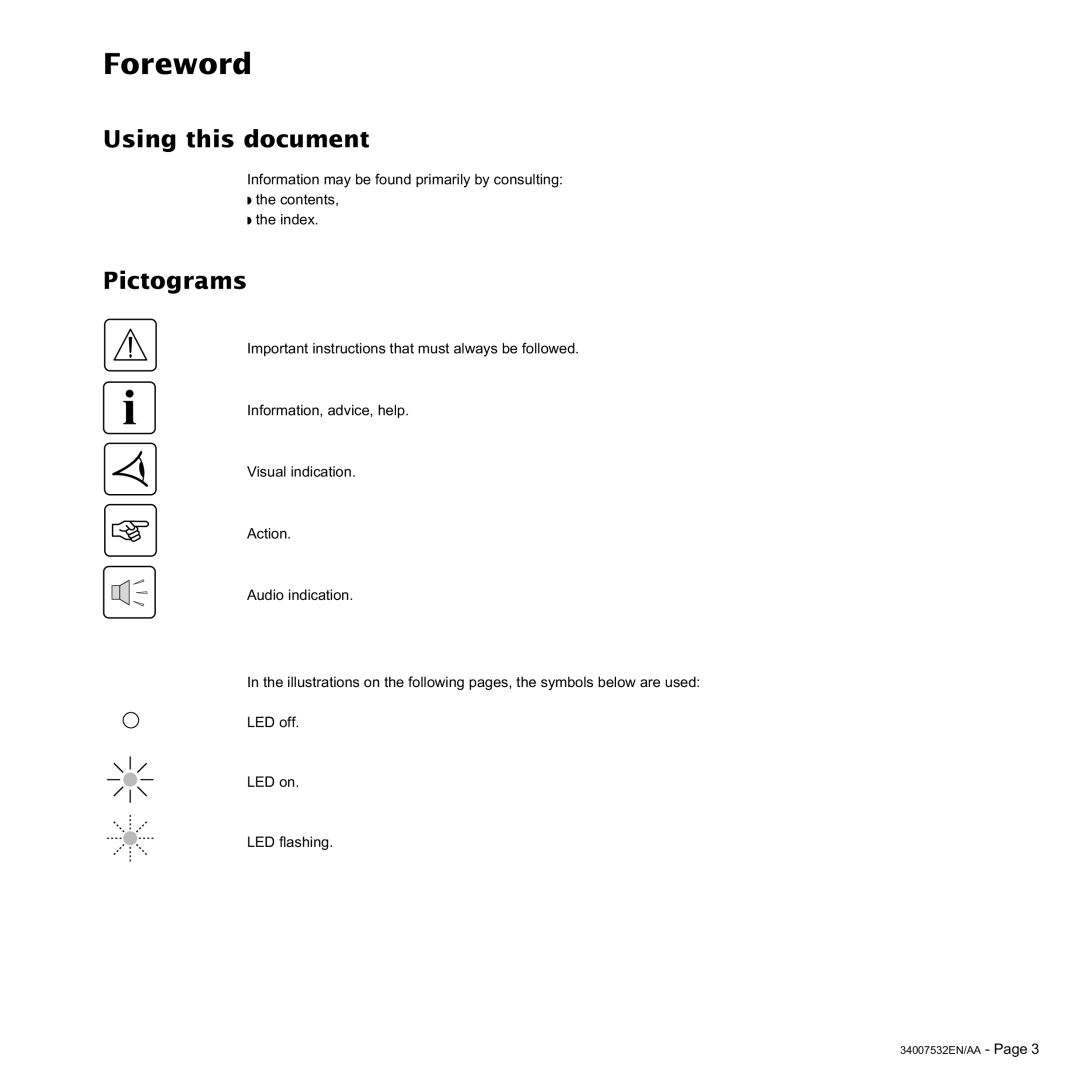 MGE UPS Systems 3200C, 2200C user manual Foreword, Using this document, Pictograms 