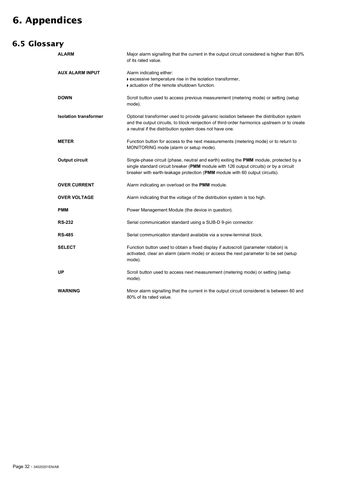 MGE UPS Systems 250A user manual Glossary, Isolation transformer, Output circuit, RS-232 