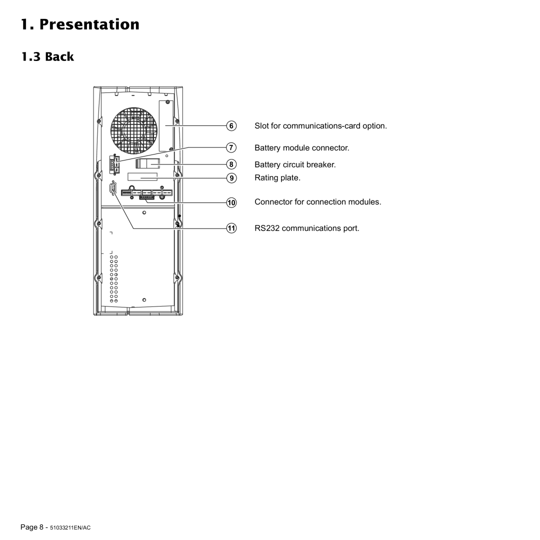 MGE UPS Systems 3000 VA, 2000 user manual Back 