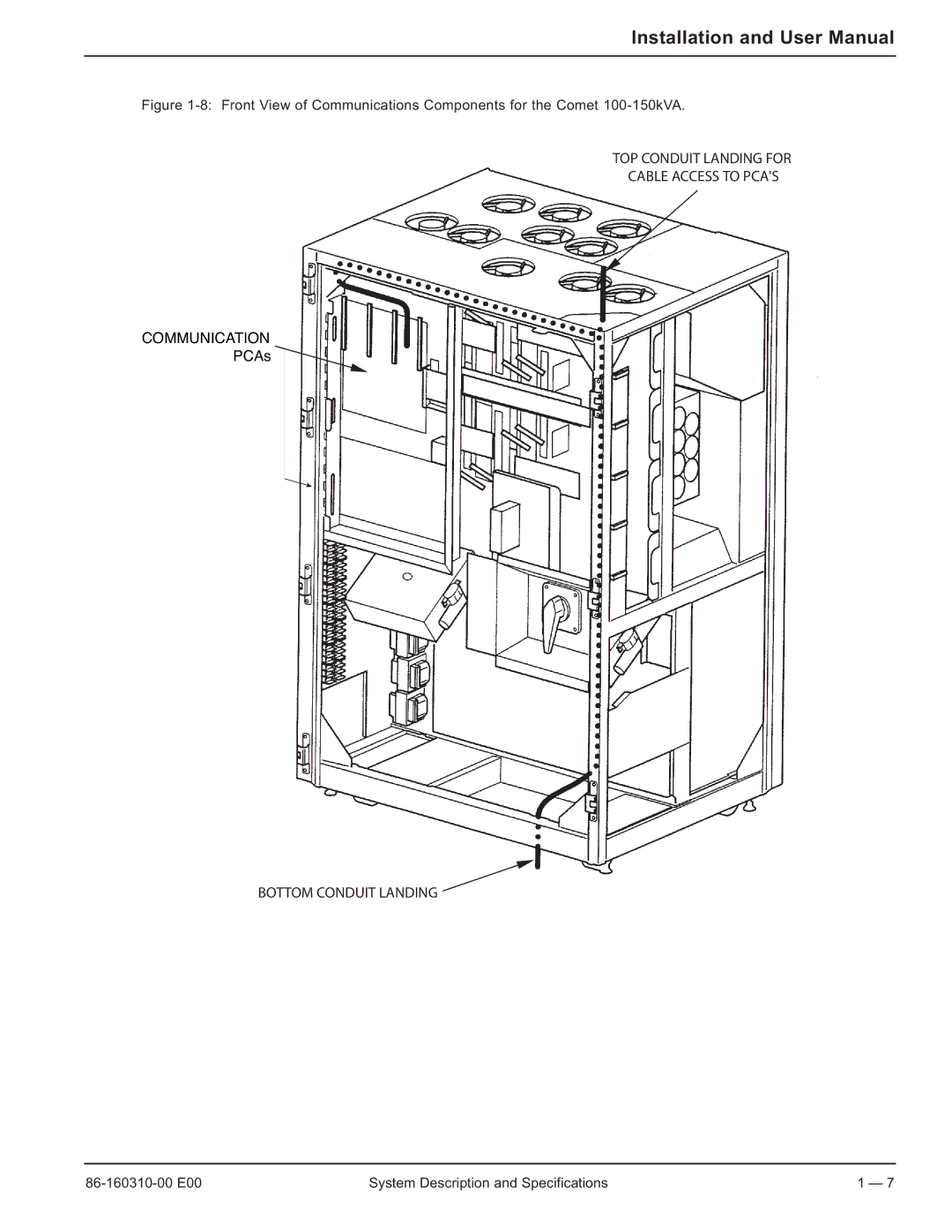 MGE UPS Systems 40-150kVA user manual TOP Conduit Landing for Cable Access to Pcas 