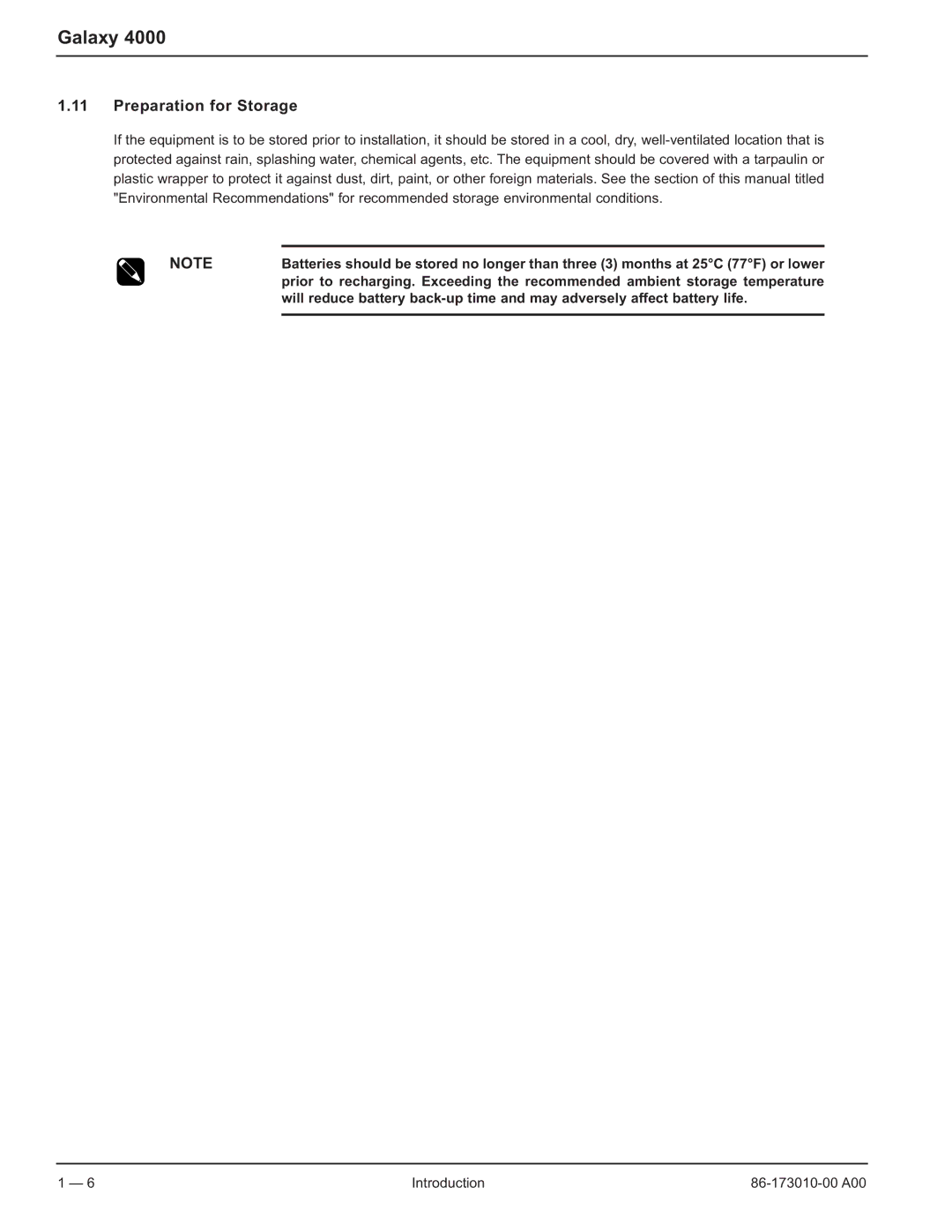 MGE UPS Systems 40-75KVA user manual Preparation for Storage 