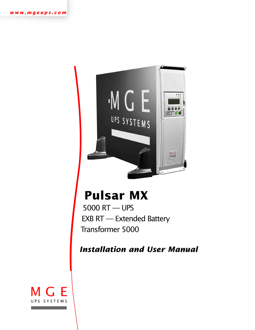 MGE UPS Systems 5000 RT user manual Pulsar MX 