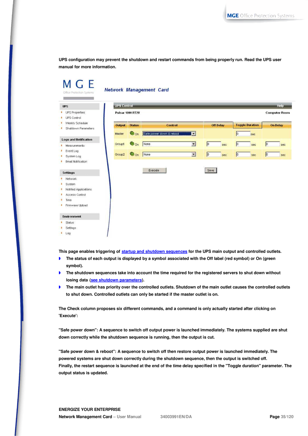 MGE UPS Systems 66102, 66103 user manual 35/120 