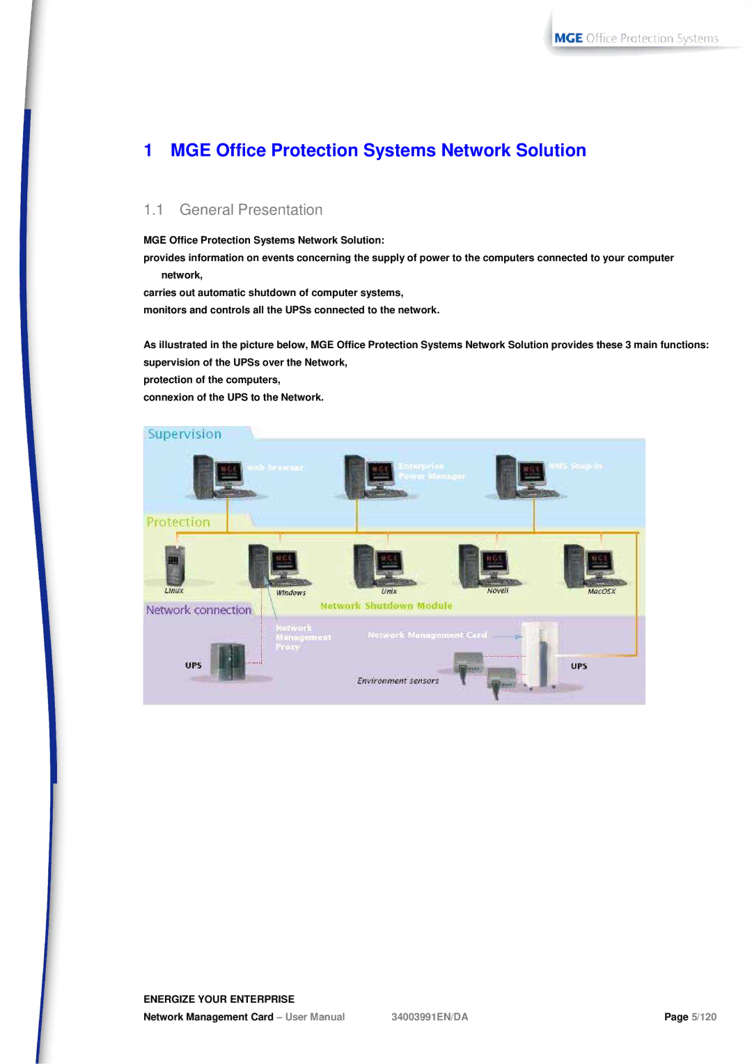 MGE UPS Systems 66102, 66103 user manual MGE Office Protection Systems Network Solution, General Presentation 