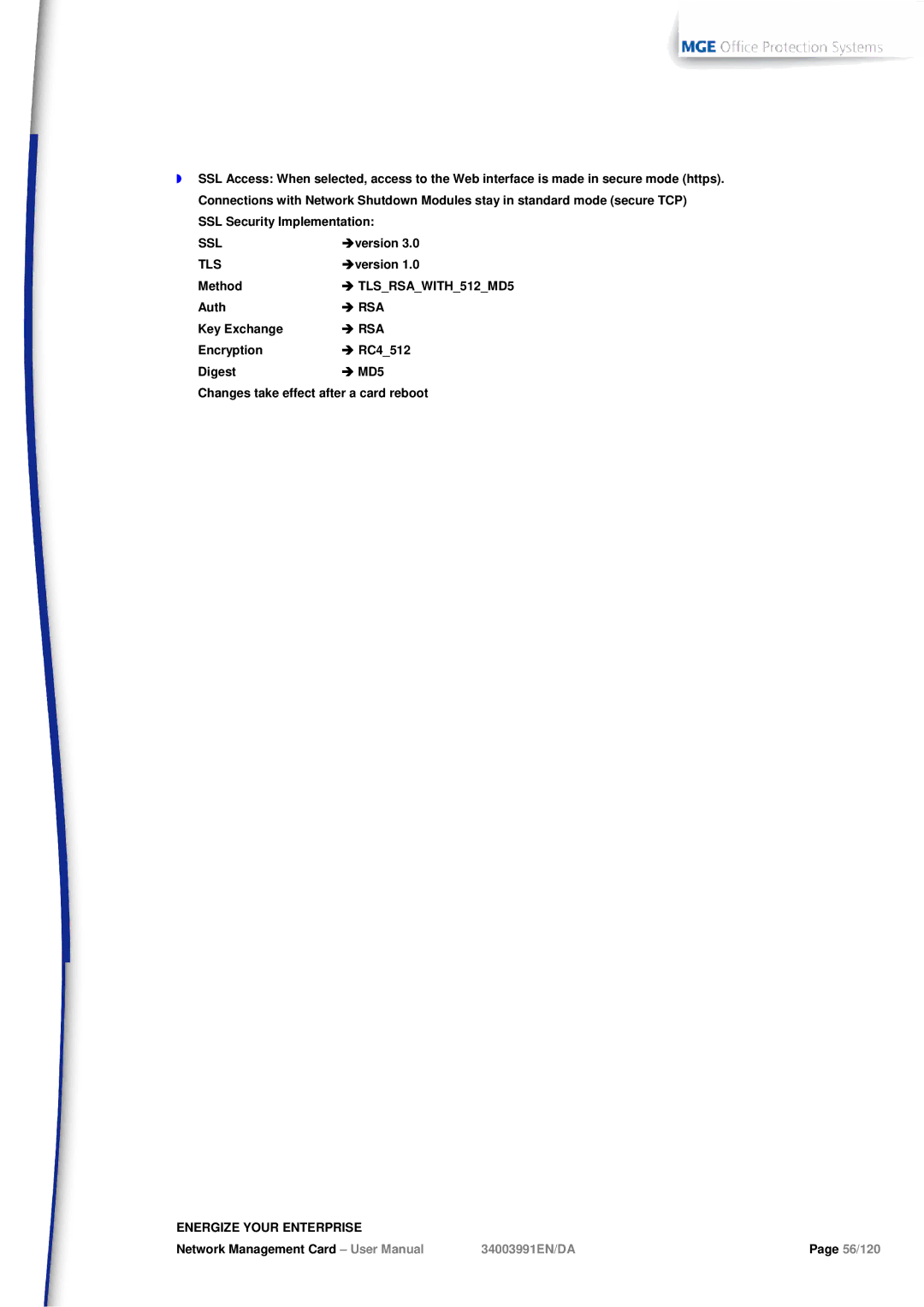 MGE UPS Systems 66103, 66102 user manual Ssl, Tls 