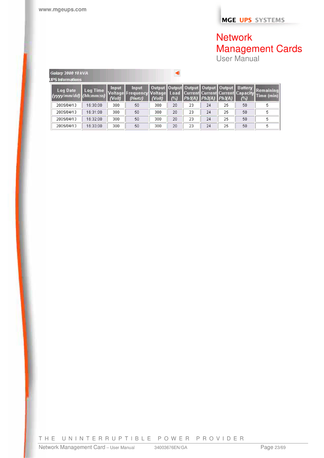MGE UPS Systems 66074, 66244, 66846 user manual 23/69 