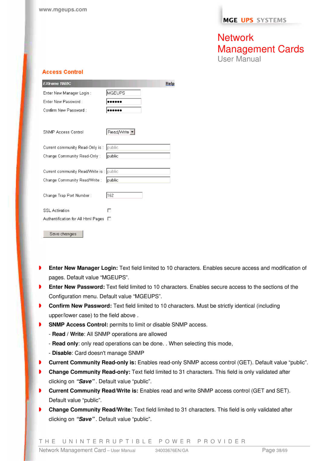 MGE UPS Systems 66074, 66244, 66846 user manual 38/69 