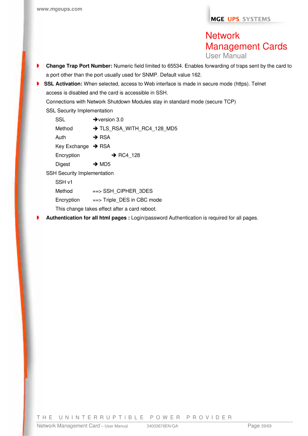 MGE UPS Systems 66244, 66846, 66074 user manual Ssl 