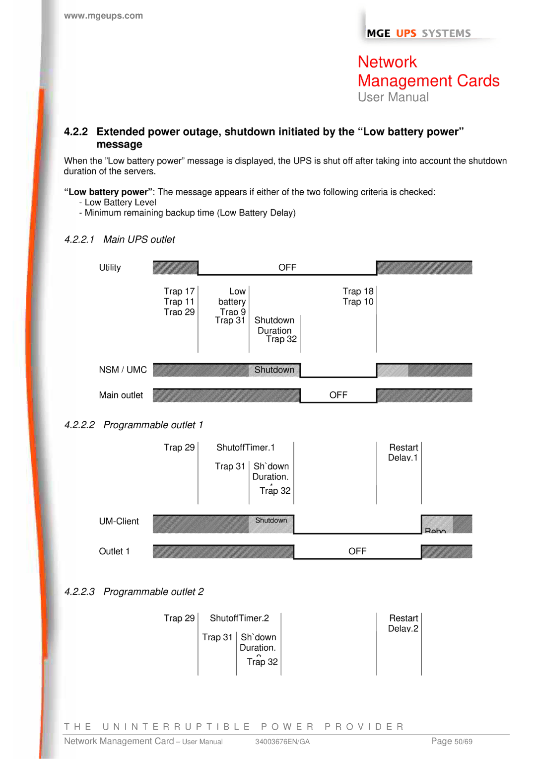 MGE UPS Systems 66074, 66244, 66846 user manual Main UPS outlet, Programmable outlet 