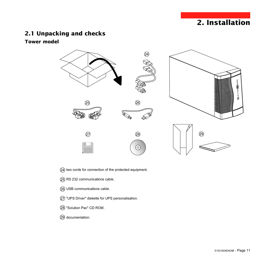 MGE UPS Systems 1000C, 700C user manual Installation, Unpacking and checks 