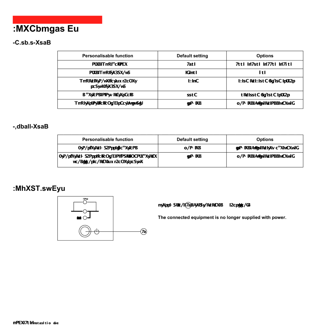 MGE UPS Systems 700C, 1000C Shutdown, Output tab, Bypass tab, Connected equipment is no longer supplied with power 