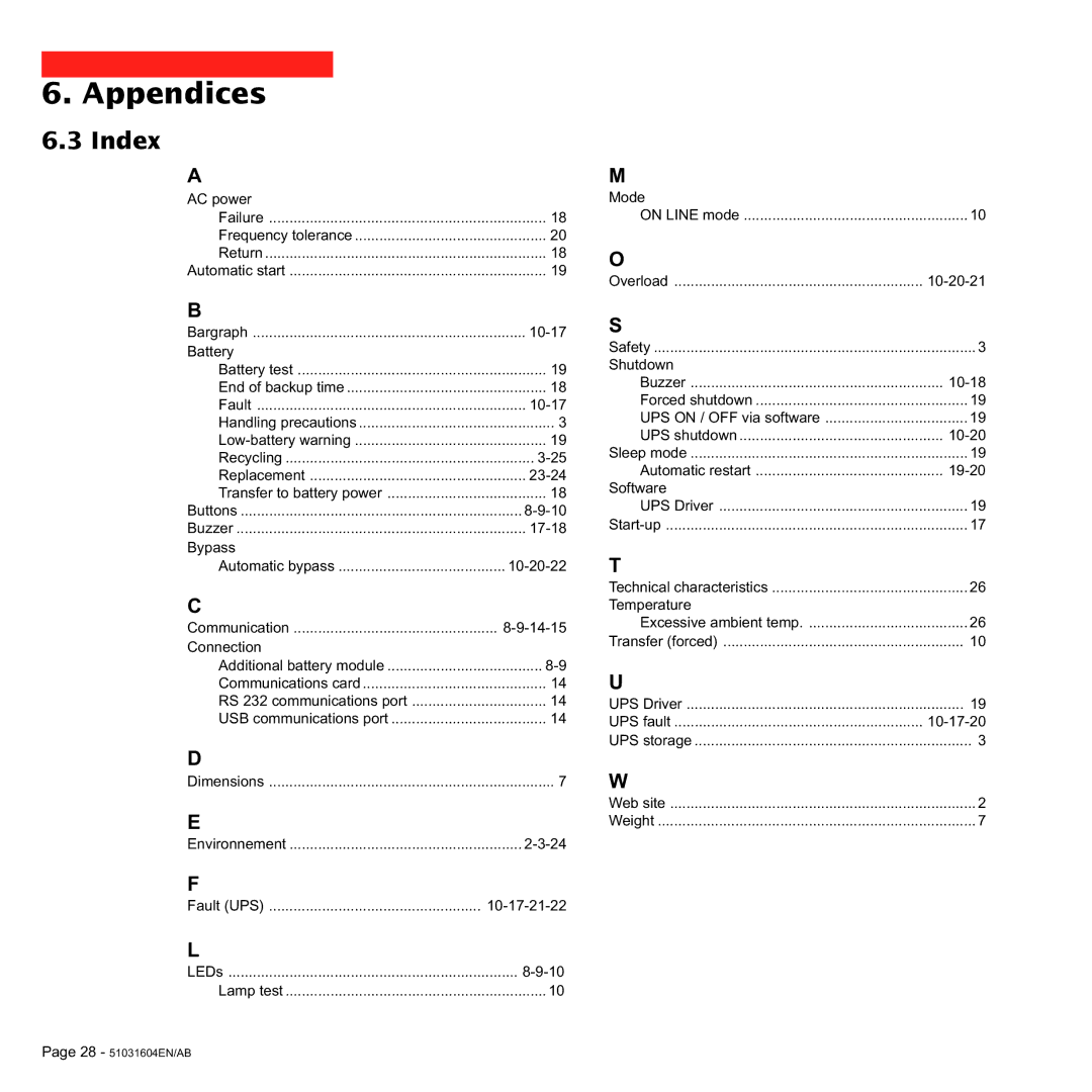 MGE UPS Systems 700C, 1000C user manual Index, Connection 