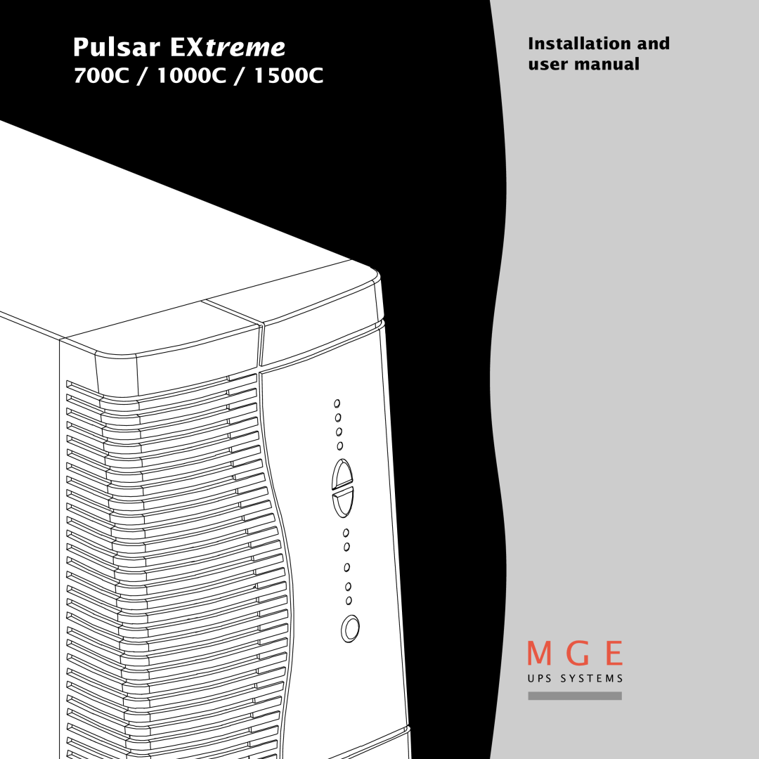 MGE UPS Systems user manual Installation and user manual, Pulsar EXtreme, 700C / 1000C / 1500C 