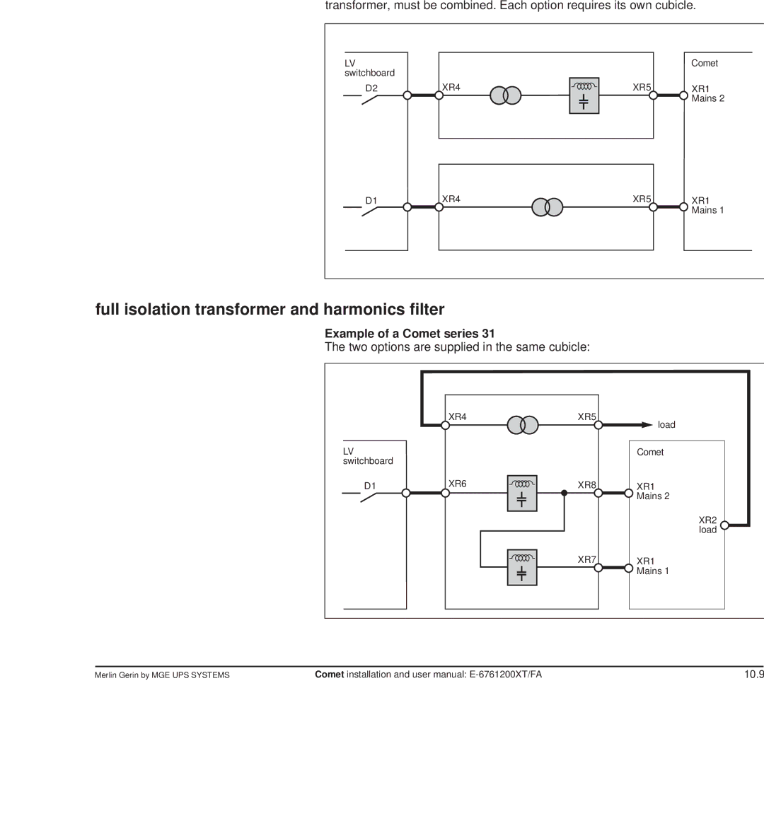 MGE UPS Systems Comet TM 5 - 30 kVA Combined options, Full isolation transformer and separate Mains 2 transformer 