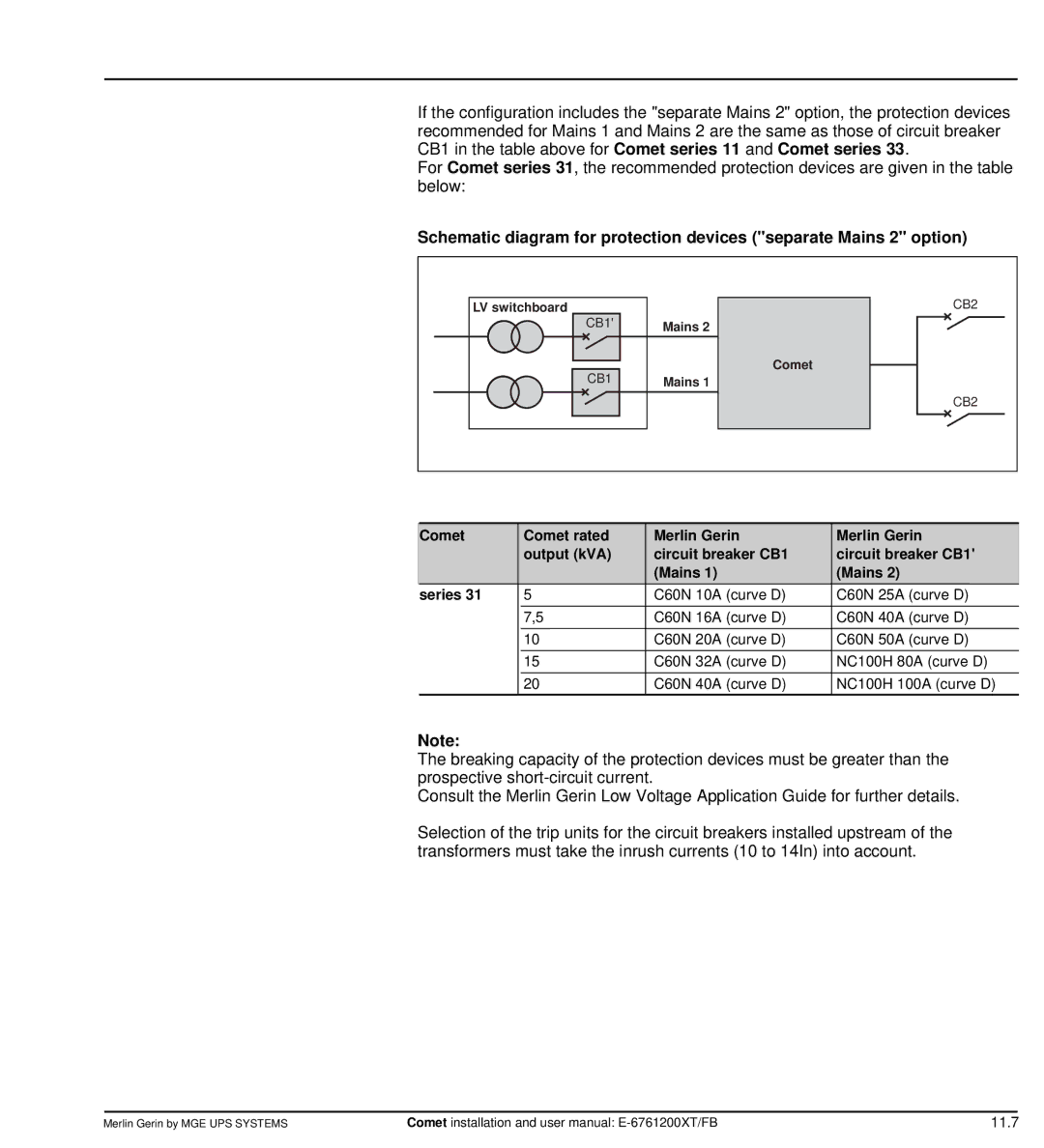 MGE UPS Systems Comet TM 5 - 30 kVA user manual 11.7 