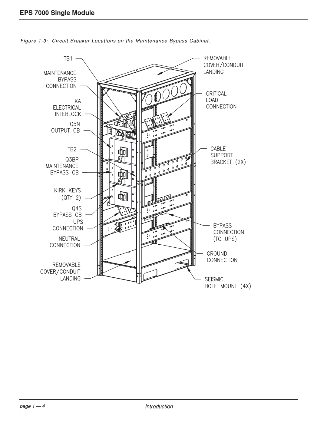 MGE UPS Systems EPS 7000 user manual Circuit Breaker Locations on the Maintenance Bypass Cabinet 