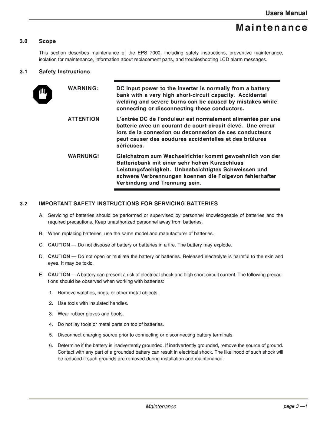 MGE UPS Systems EPS 7000 user manual Gleichstrom zum Wechselrichter kommt gewoehnlich von der, Verbindung und Trennung sein 