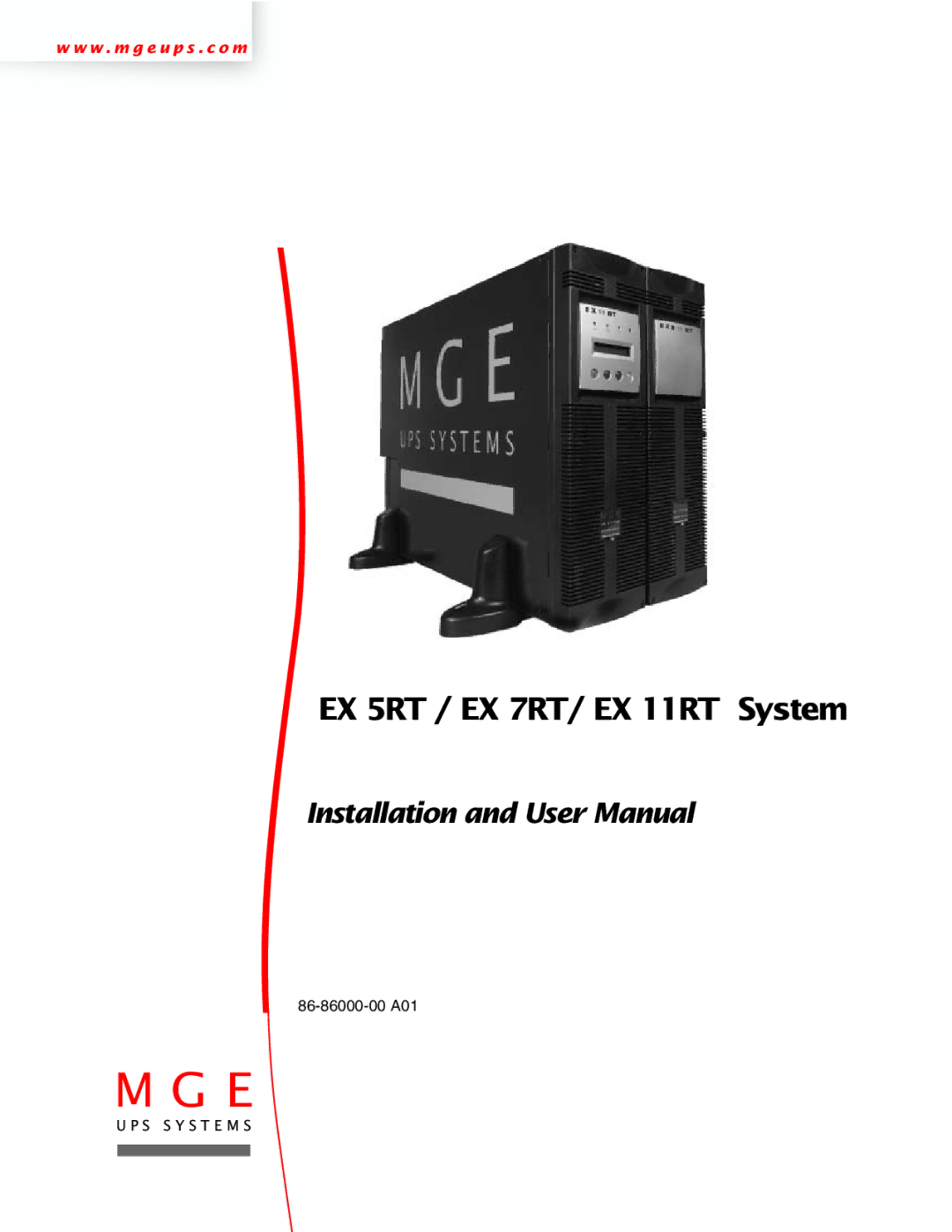 MGE UPS Systems user manual EX 5RT / EX 7RT/ EX 11RT System 