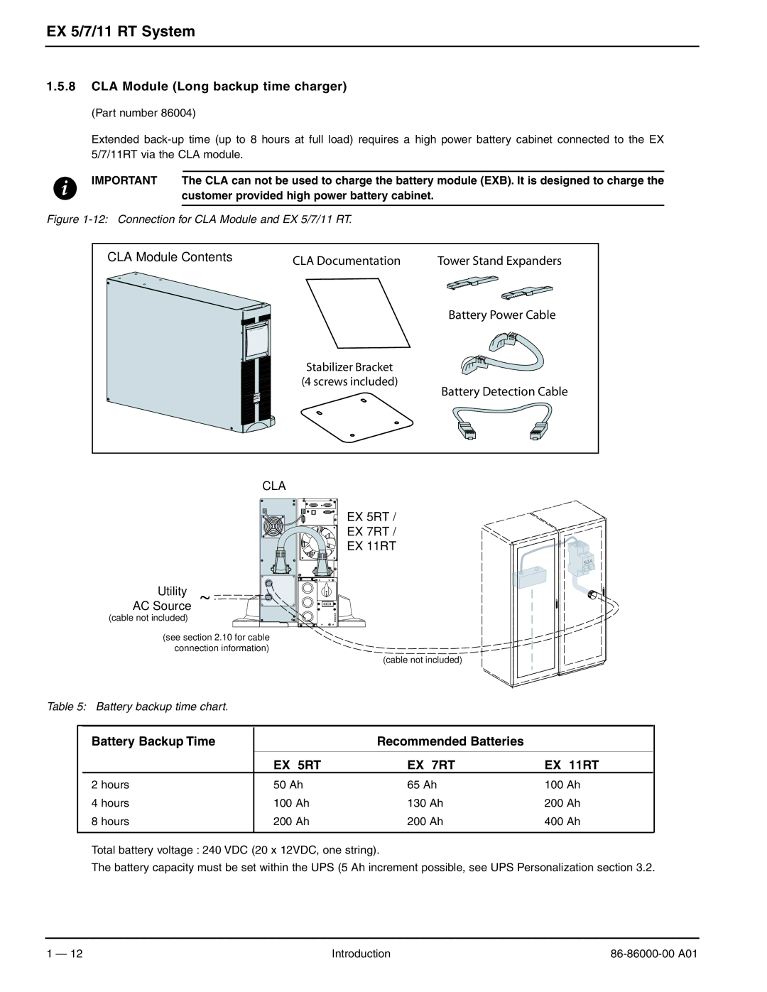 MGE UPS Systems EX 11RT, EX 7RT, EX 5RT user manual CLA Module Contents 