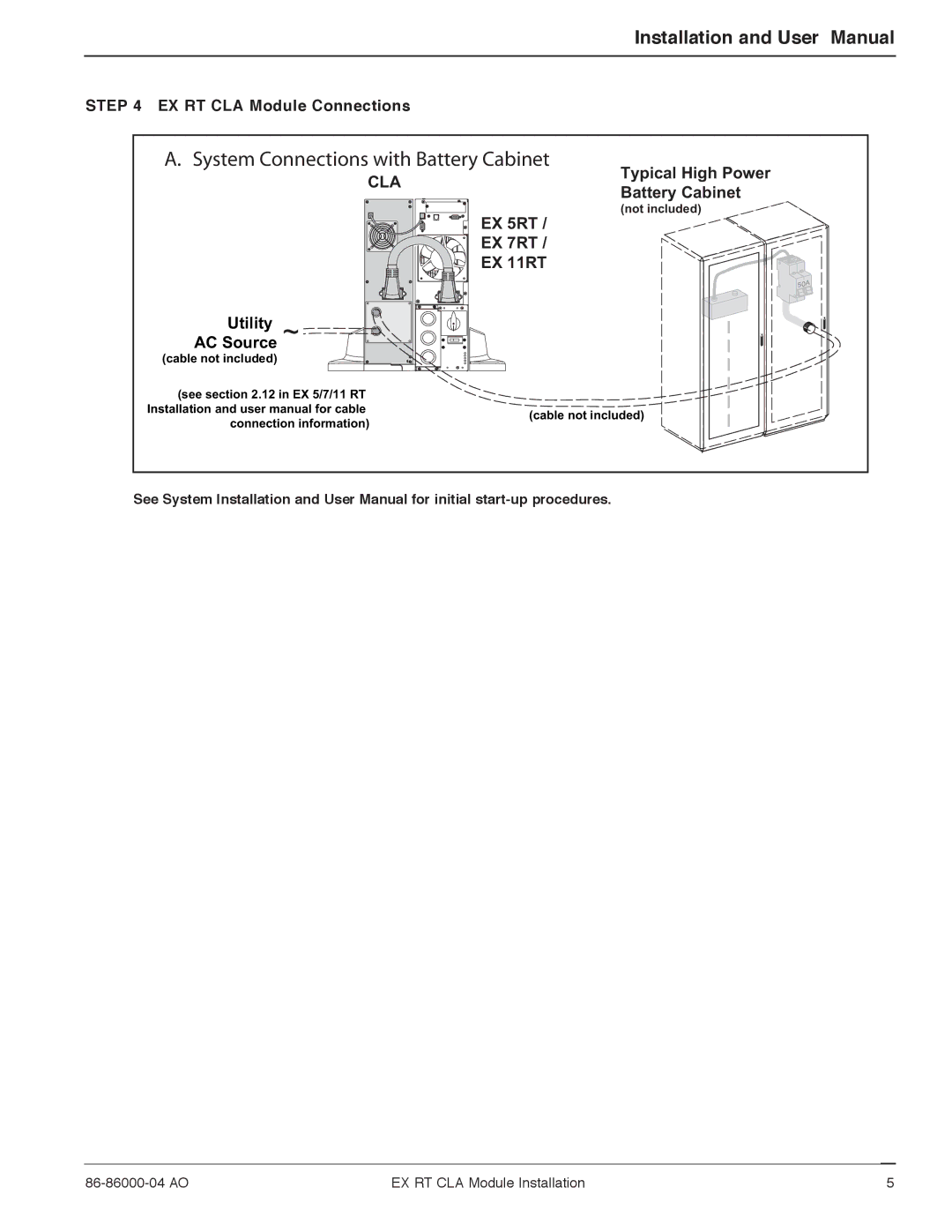 MGE UPS Systems EX RT CLA user manual System Connections with Battery Cabinet 