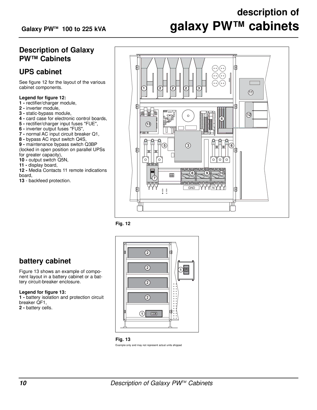 MGE UPS Systems user manual Galaxy PW cabinets, UPS cabinet, Battery cabinet 