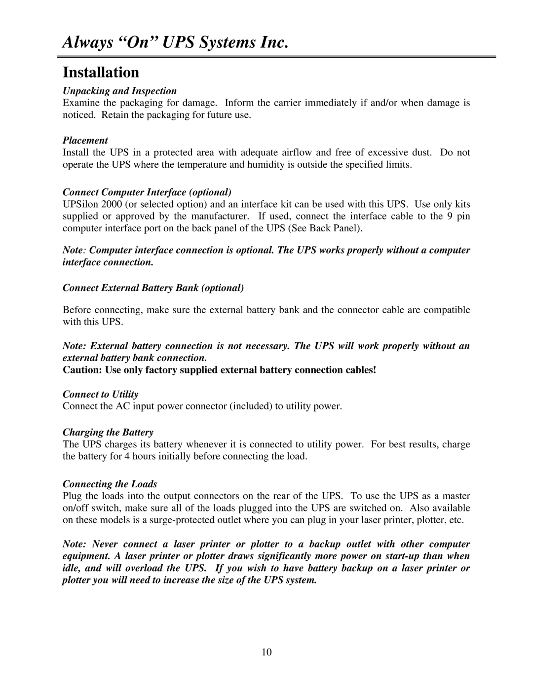 MGE UPS Systems GES-202L, GES-152L, GES-302L, GES-801L, GES-102L user manual Installation 