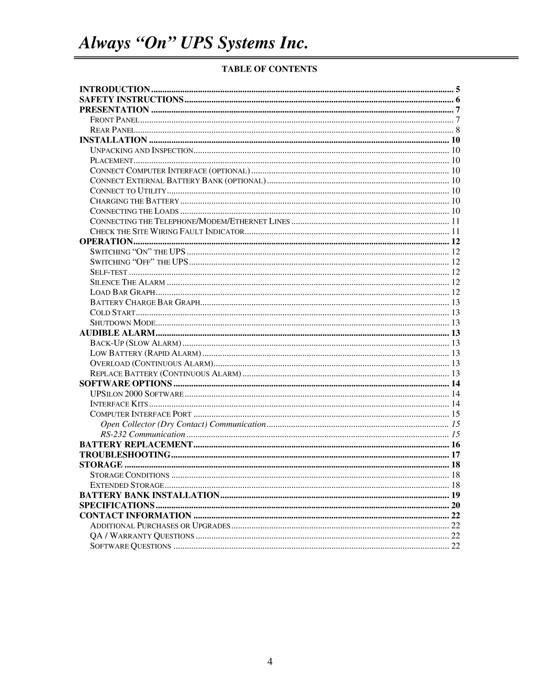 MGE UPS Systems GES-102L, GES-202L, GES-152L, GES-302L, GES-801L user manual Battery Replacement Troubleshooting Storage 