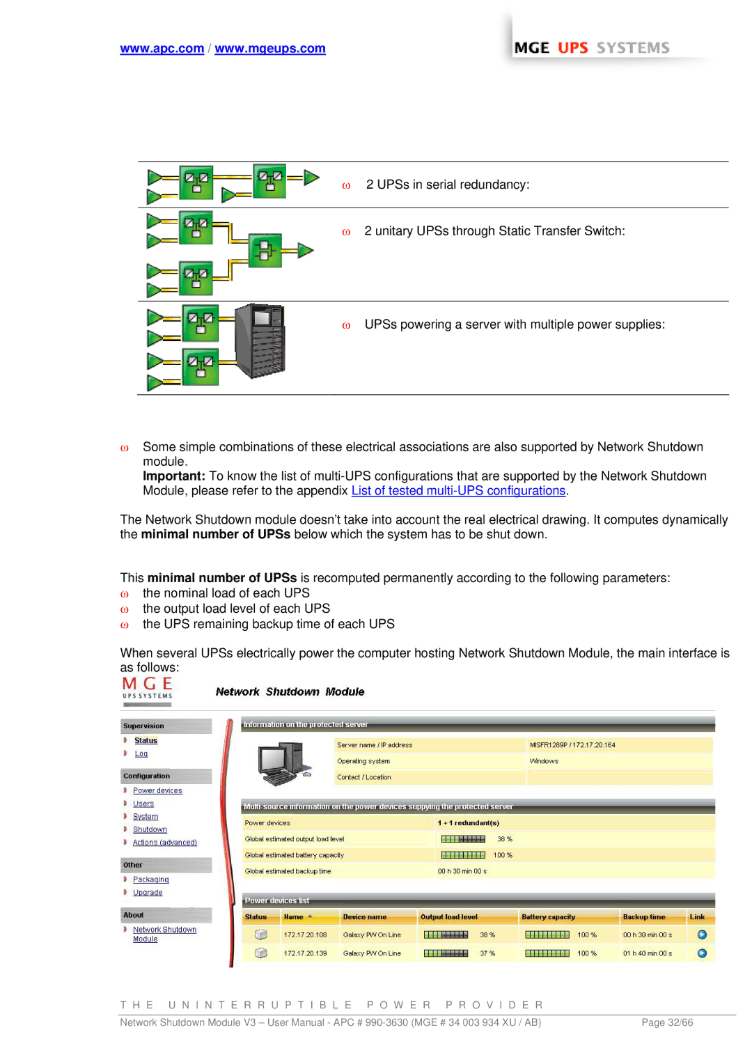 MGE UPS Systems Network Shutdown Module V3 user manual 32/66 