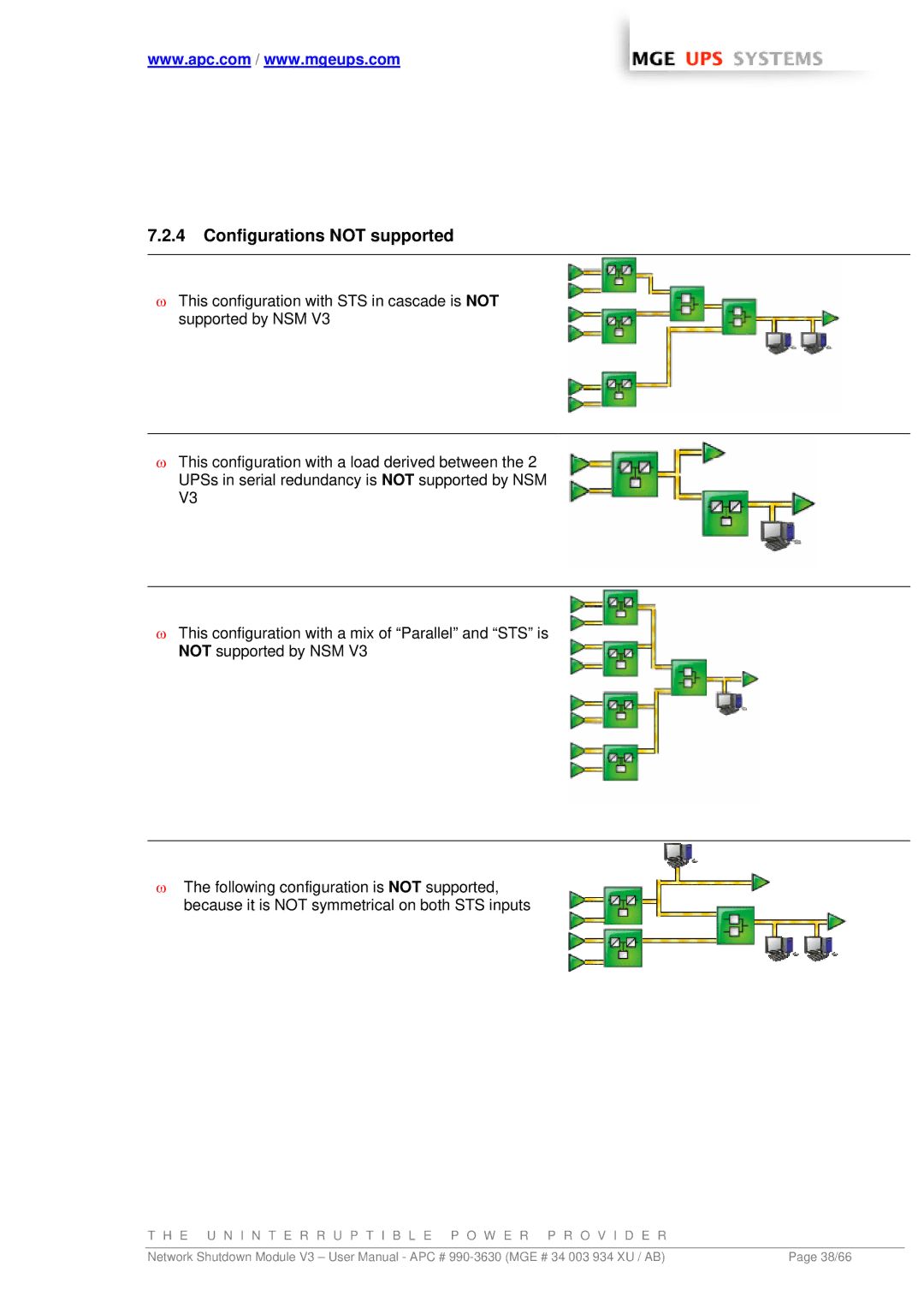 MGE UPS Systems Network Shutdown Module V3 user manual Configurations not supported 