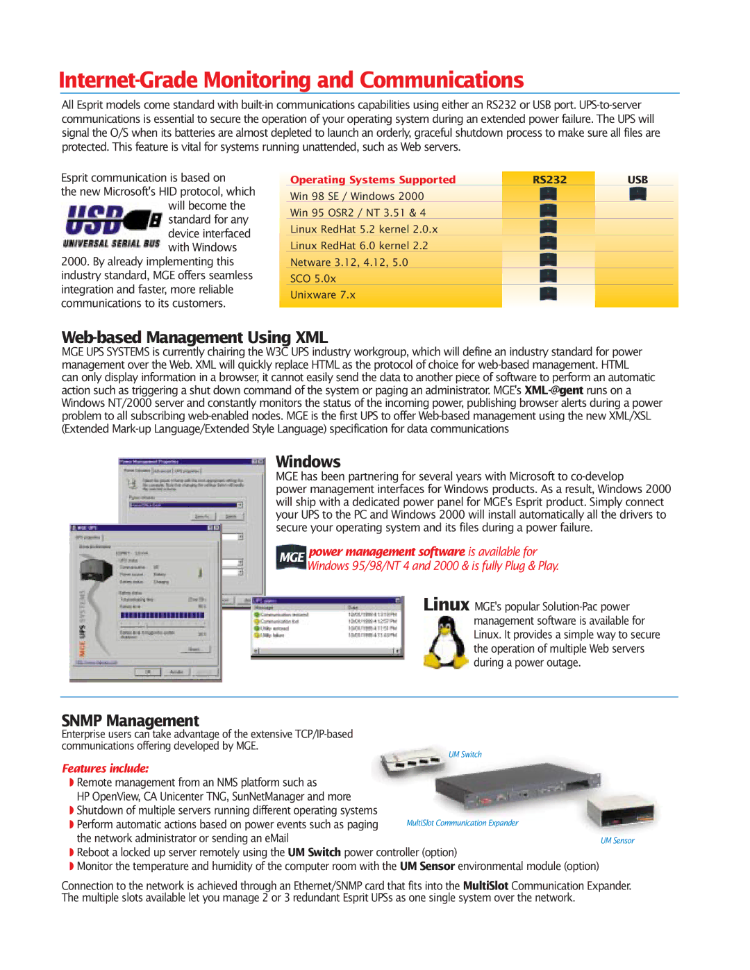 MGE UPS Systems Pulsar Esprit 313.5 kVA manual Internet-Grade Monitoring and Communications, Web-based Management Using XML 