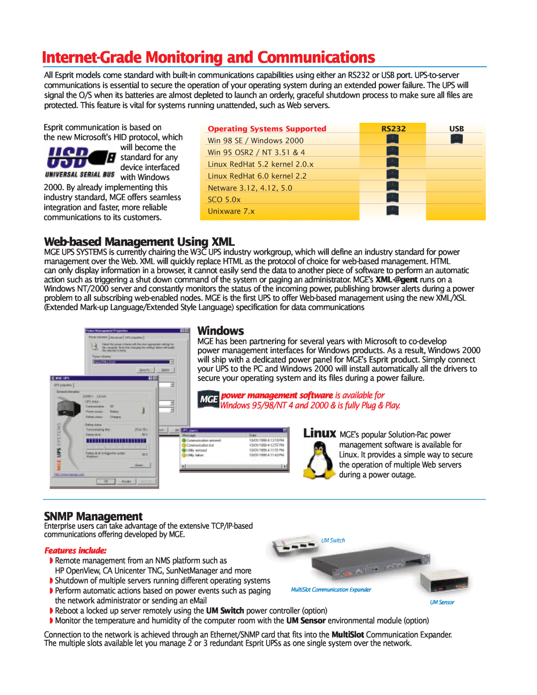 MGE UPS Systems Pulsar Esprit 313.5 kVA manual Internet-Grade Monitoring and Communications, Web-based Management Using XML 