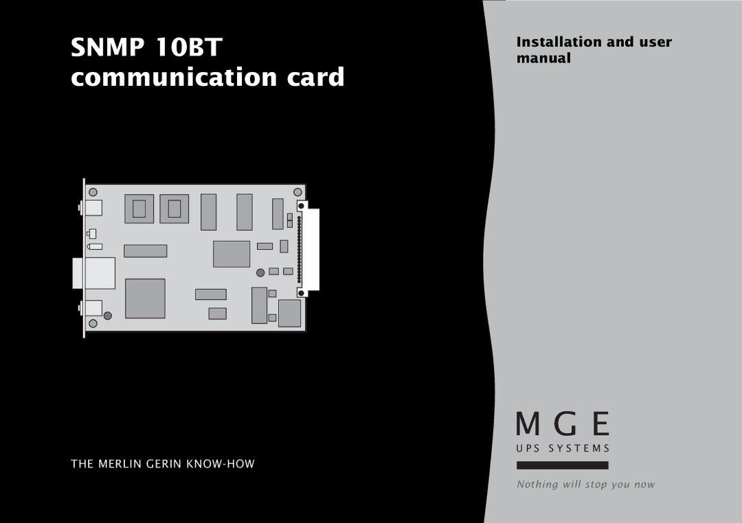 MGE UPS Systems SNMP 10BT user manual Snmp 10BT communication card 