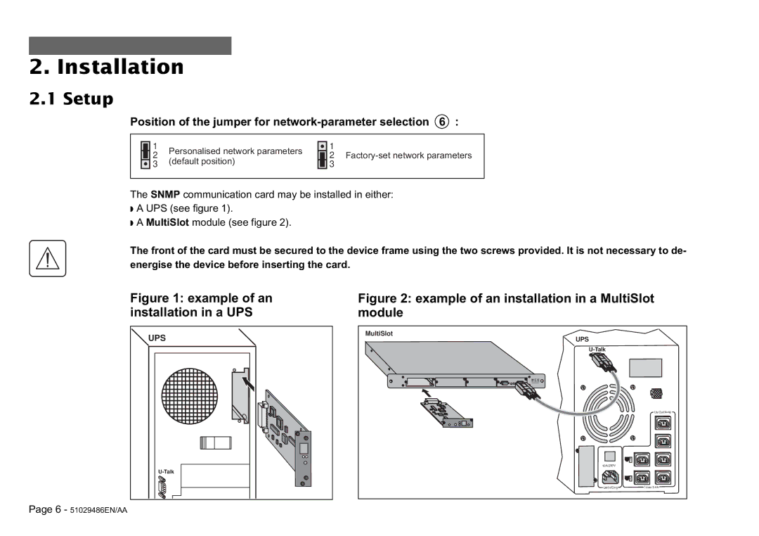 MGE UPS Systems SNMP 10BT user manual Installation, Setup 