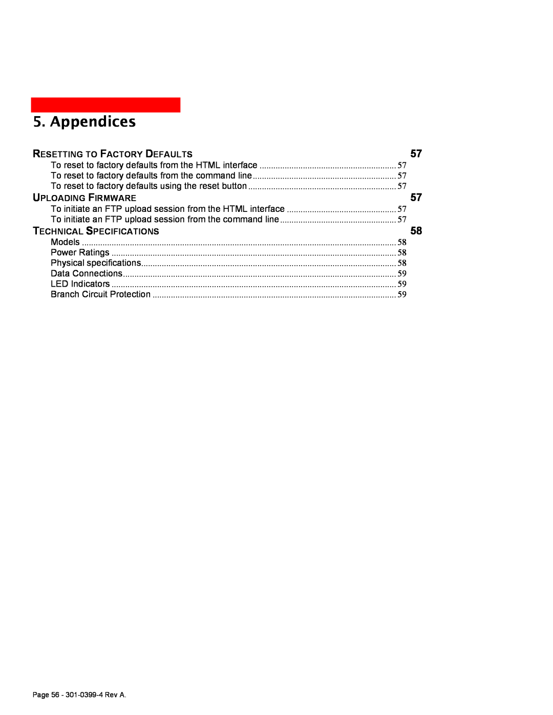 MGE UPS Systems Switched PDU user manual Appendices, R Esetting To F Actory D Efaults, U Ploading F Irmware 