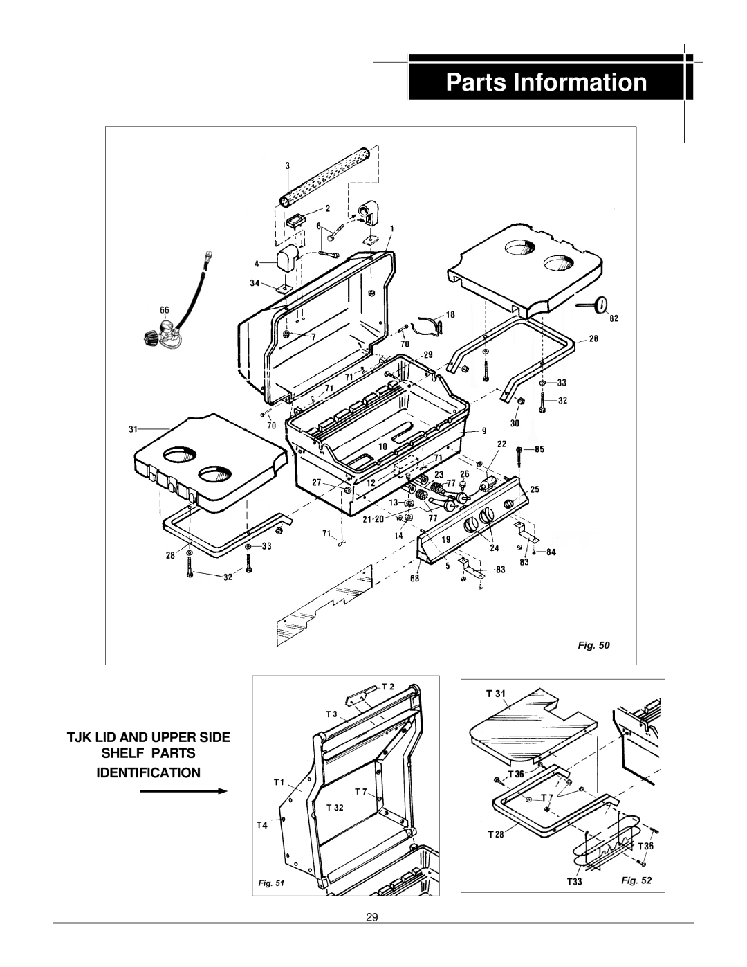 MHP JNR, WNK owner manual TJK LID and Upper Side Shelf Parts Identification 