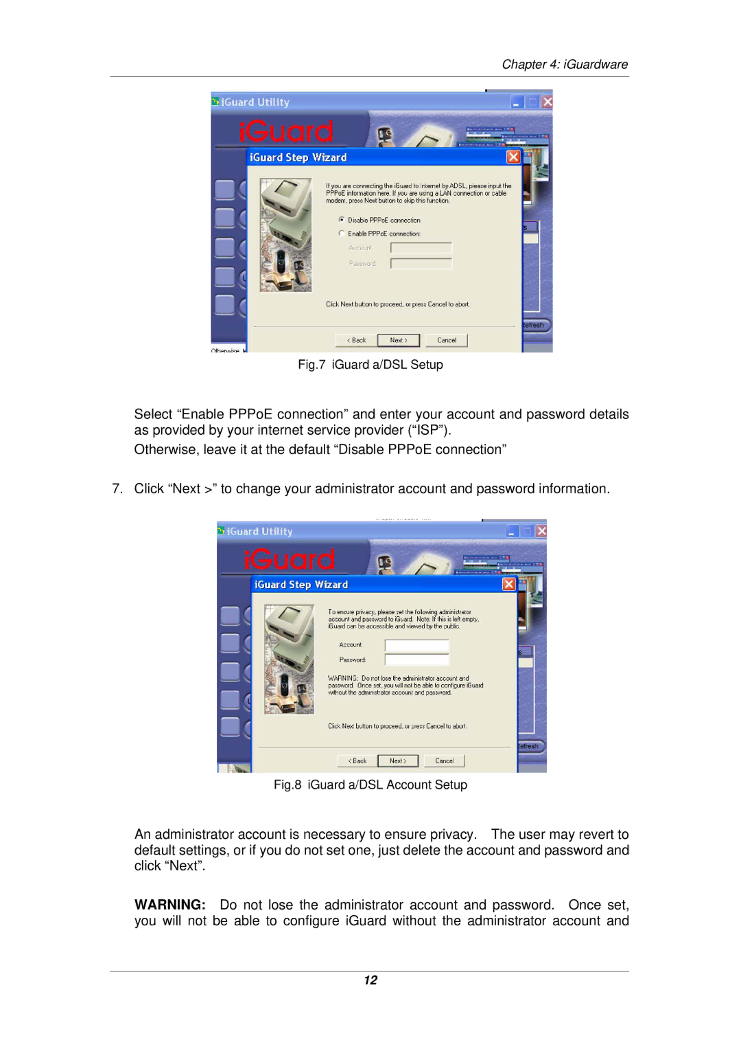 Micon IP-220E manual IGuard a/DSL Setup 