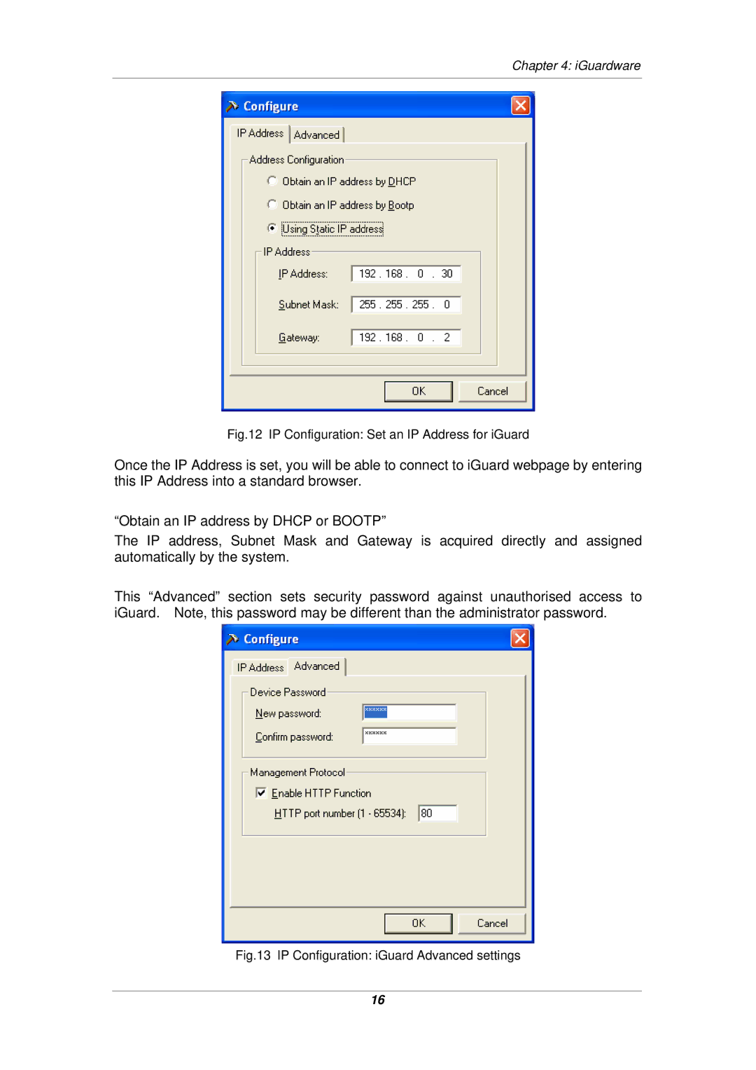 Micon IP-220E manual IP Configuration Set an IP Address for iGuard 