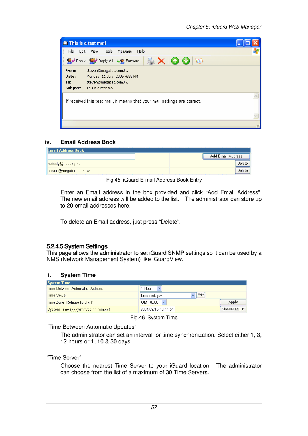 Micon IP-220E manual System Settings, Iv. Email Address Book, System Time 