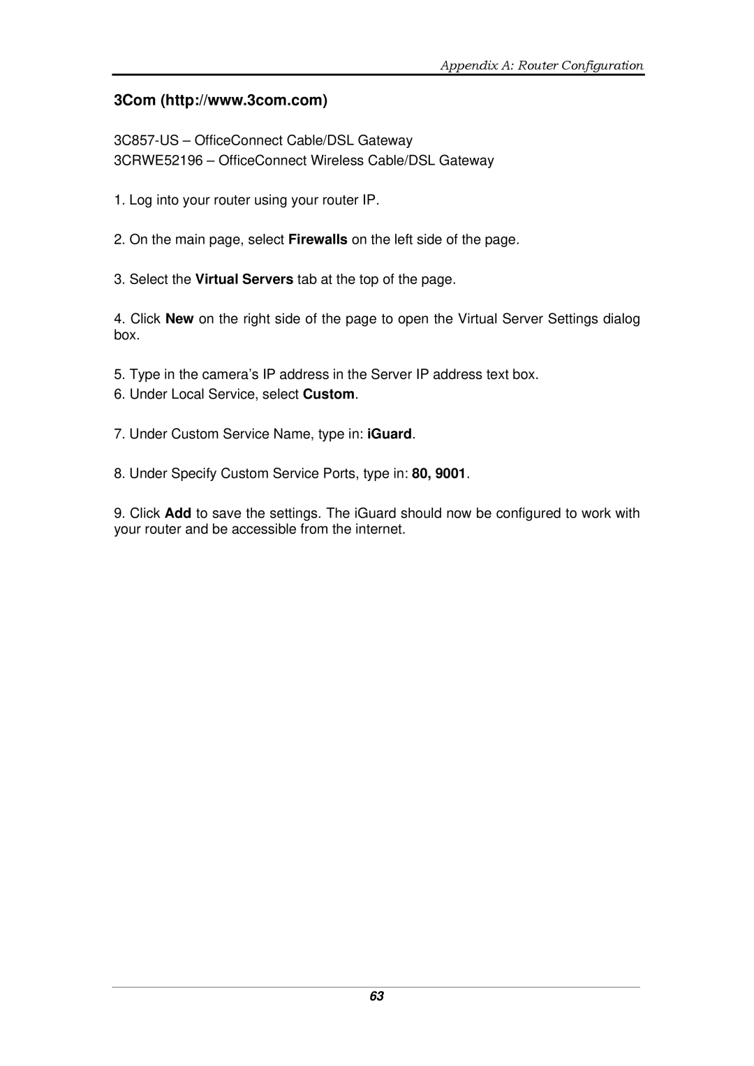 Micon IP-220E manual Appendix a Router Configuration 