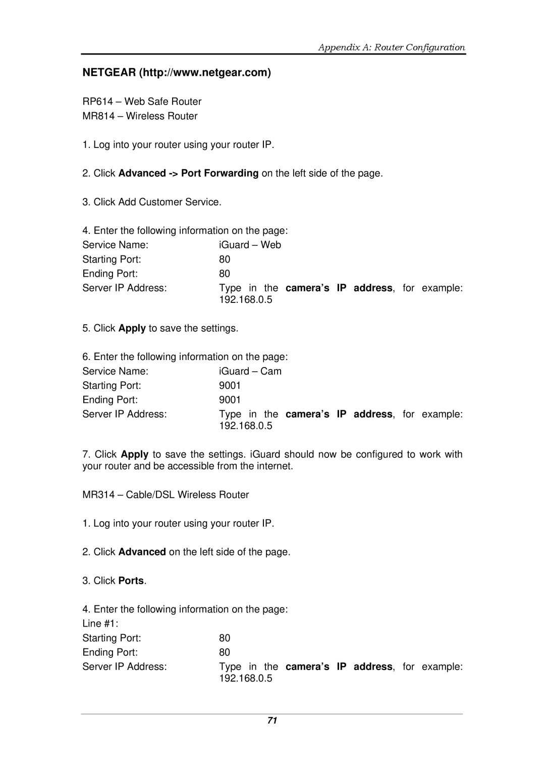 Micon IP-220E manual Appendix a Router Configuration 