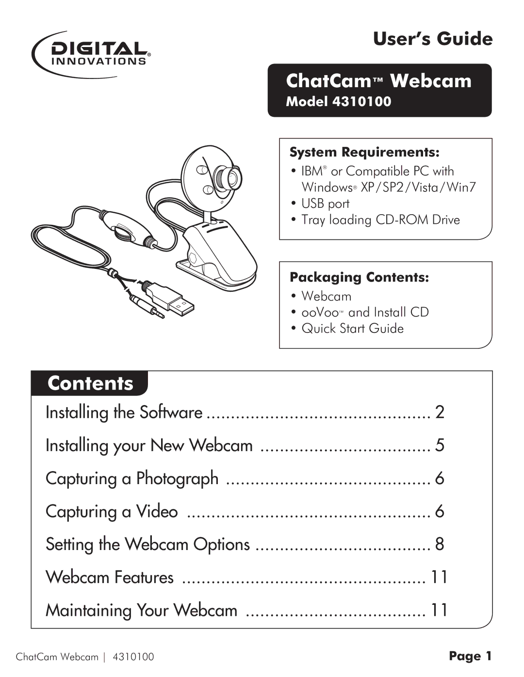 Micro Innovations 4310100 quick start Contents 