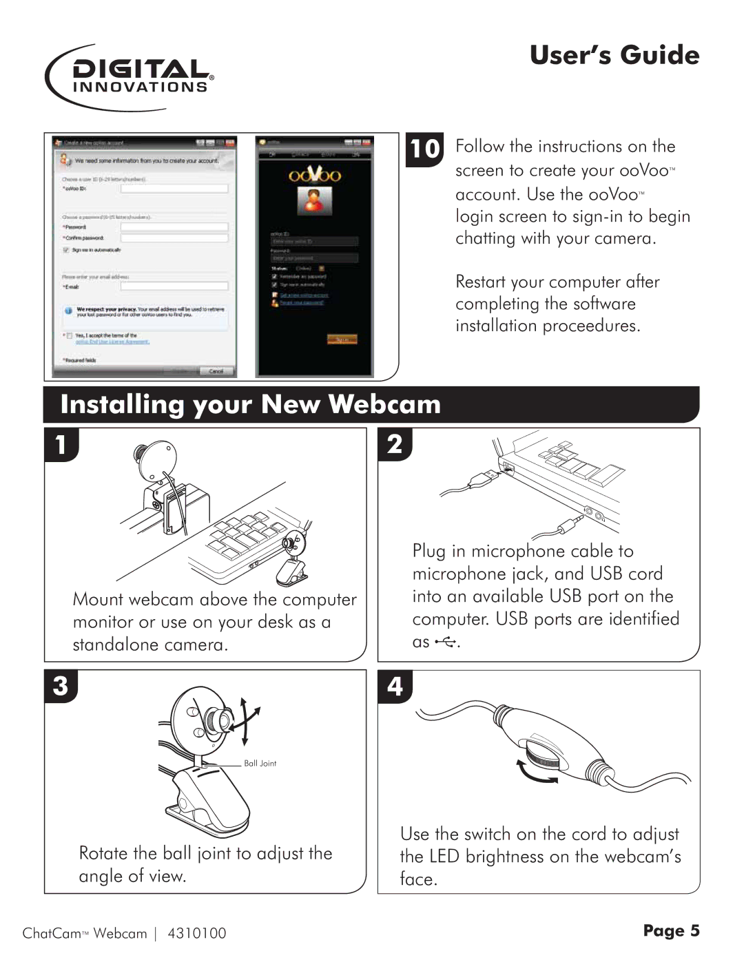 Micro Innovations 4310100 quick start Installing your New Webcam 