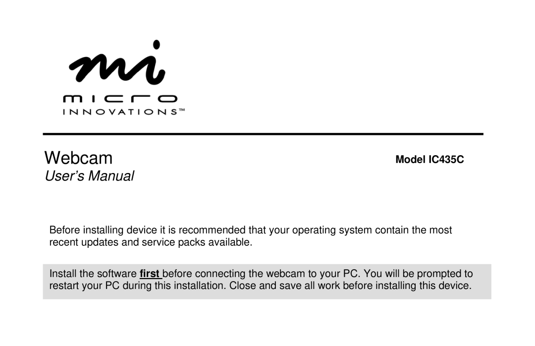 Micro Innovations IC435C user manual Webcam 