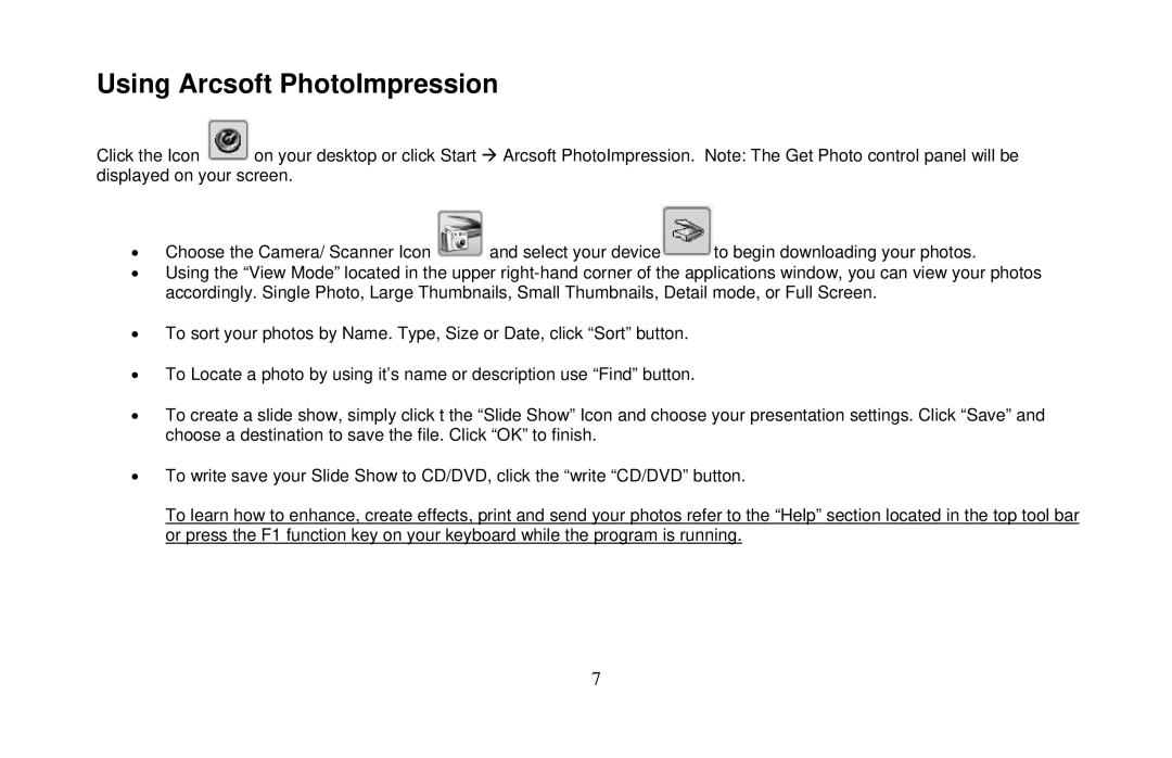 Micro Innovations IC435C user manual Using Arcsoft PhotoImpression 