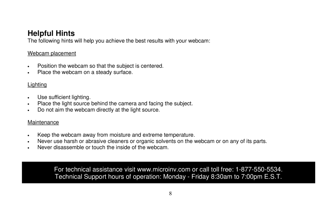 Micro Innovations IC50C user manual Helpful Hints 