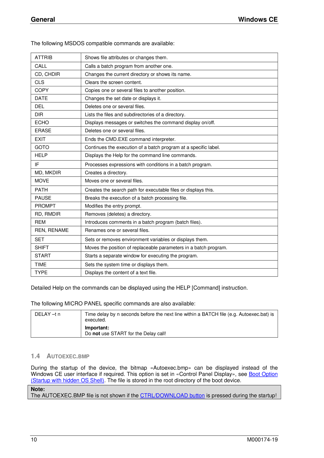 Micro Innovations M000174-19 manual Following Msdos compatible commands are available, Autoexec.Bmp 