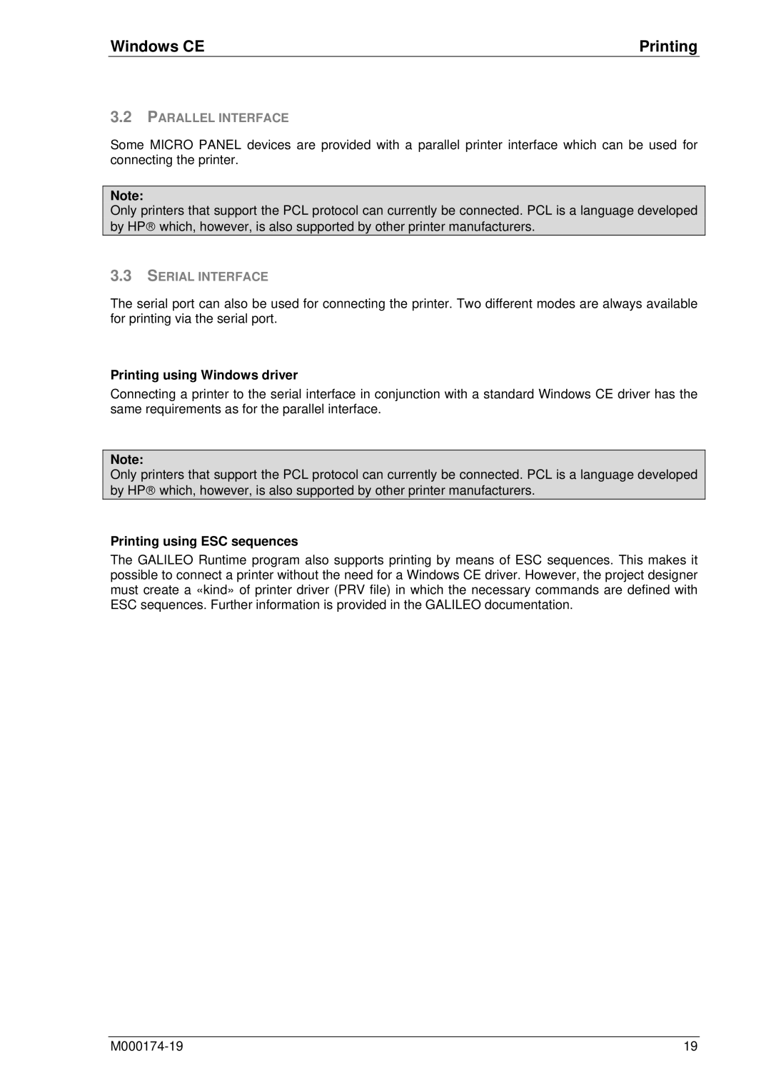 Micro Innovations M000174-19 Windows CE Printing, Parallel Interface, Serial Interface, Printing using Windows driver 