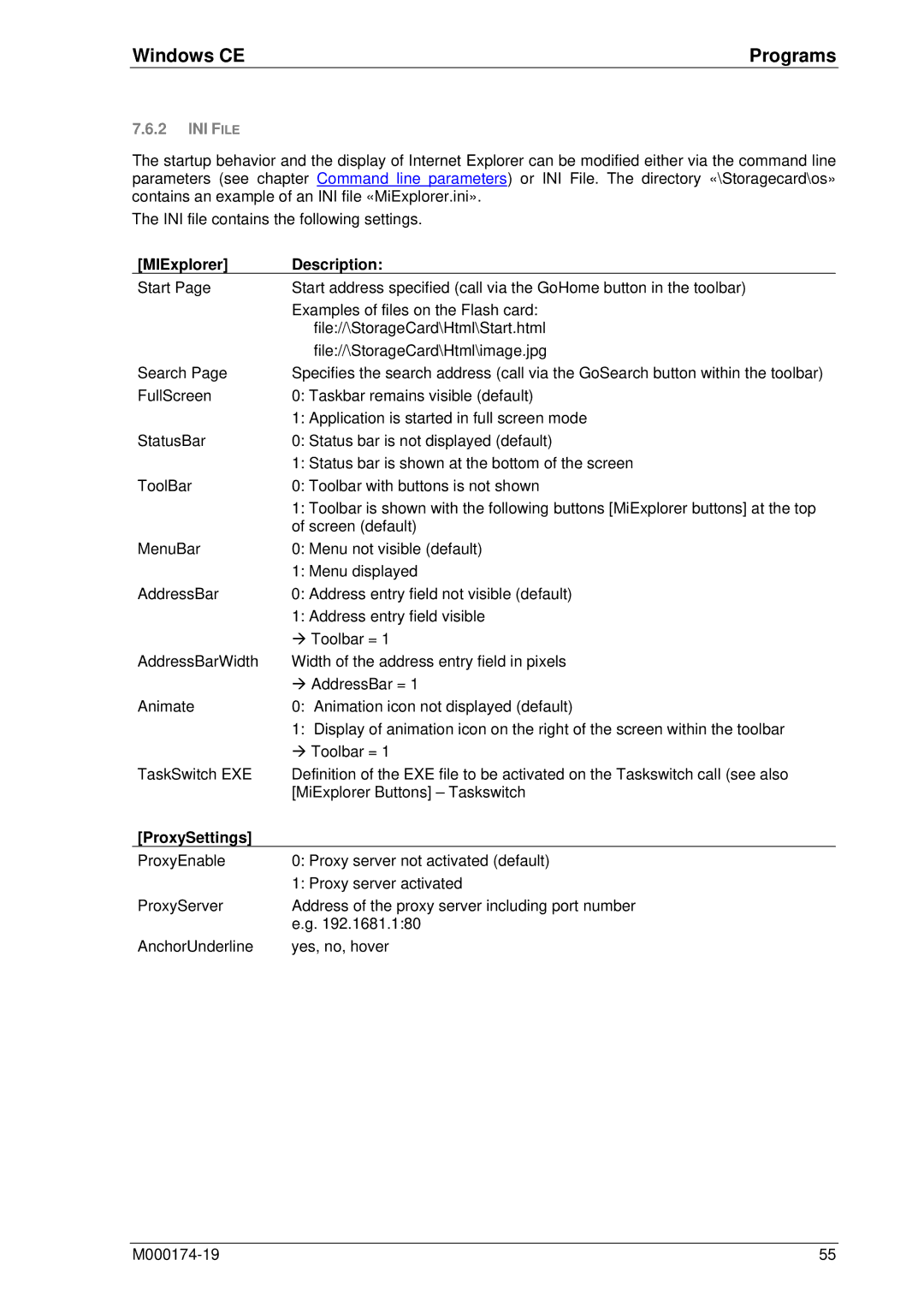 Micro Innovations M000174-19 manual MIExplorer Description, ProxySettings 