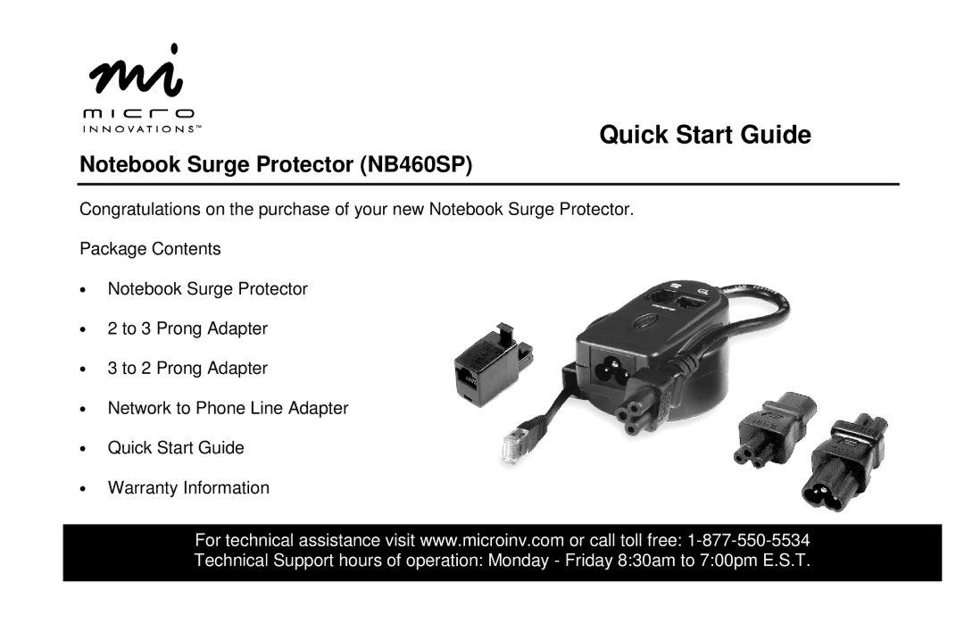 Micro Innovations NB460SP quick start Quick Start Guide 