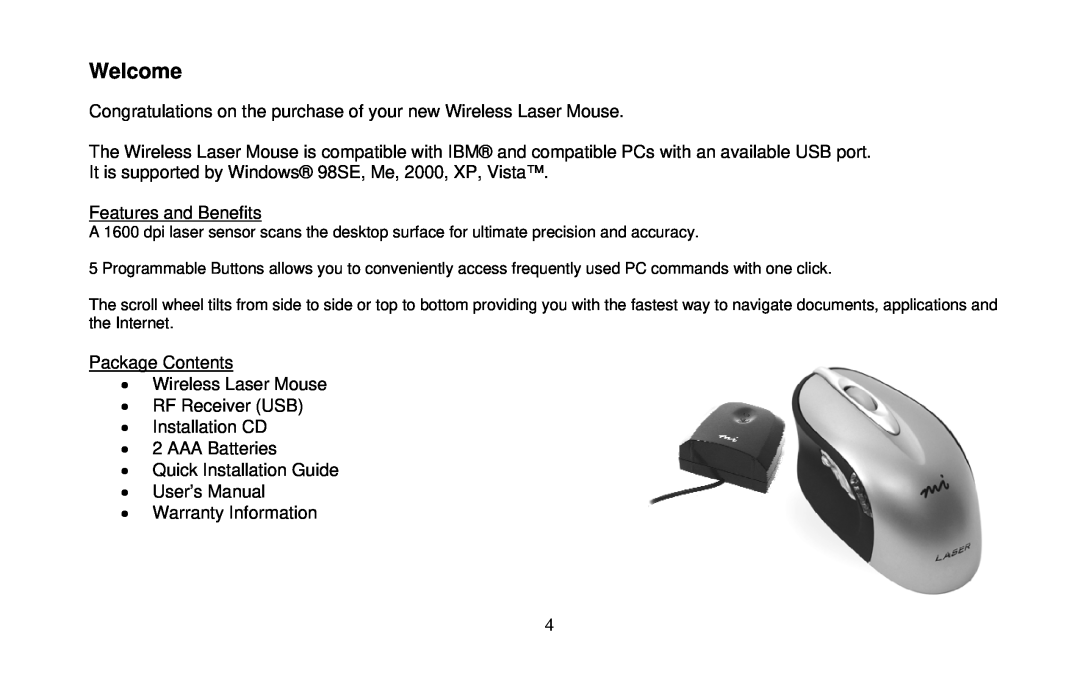 Micro Innovations PD7260LSR user manual Welcome 